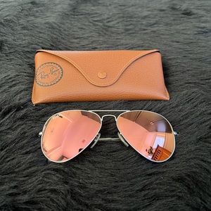 Ray Ban Metal Large Aviator Flash Copper Rose Gold Sunglasses